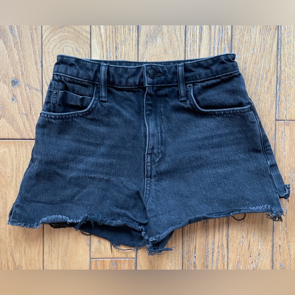 ALEXANDER WANG Vintage Black Wash High Rise Cut Off  Denim Jean Shorts 23 XS